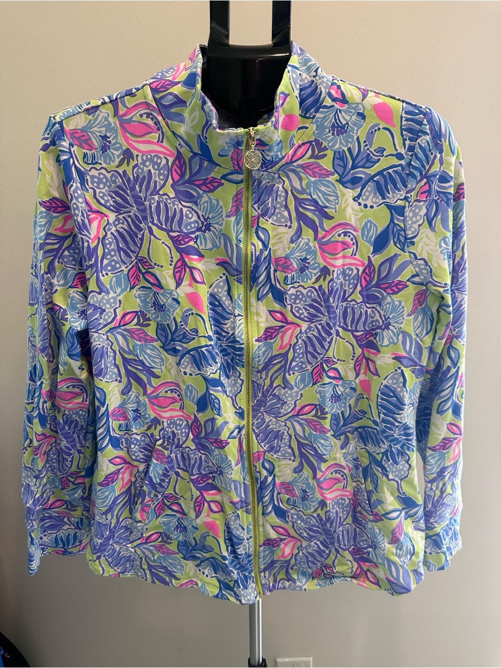 Lilly Pulitzer NWOT Floral Zip-Front Jacket in Lime, Blue & Pink
